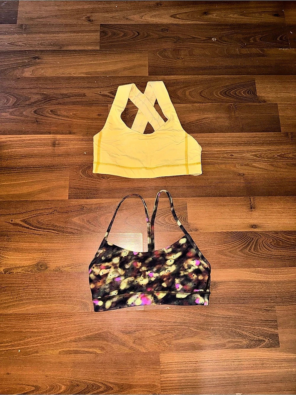 Lululemon Energy Bra Two-Piece Crop Top Set in Yellow & Black